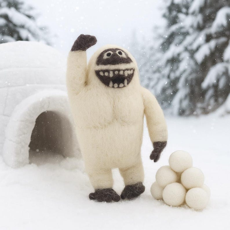 Yeti - Abominable Snowman - Needle Felted - Wool - Christmas Decorations - Arctic - Ethical - Handmade - Sustainable image 1