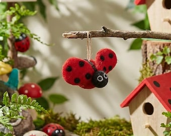 Lottie Ladybird - Felt so good - Hanging decoration - Handmade - Sustainable - Needle Felt - Fairtrade - Garden - Biodegradable