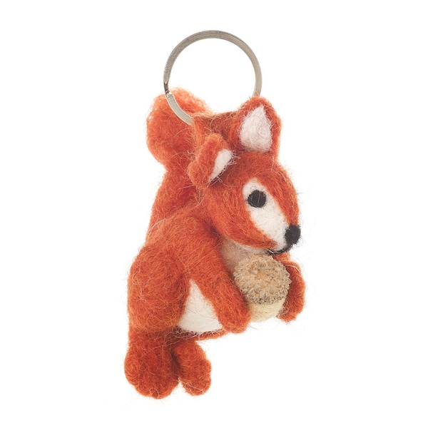 Squirrel Keyring - Felt Animals - Keychain - Handmade - Needle Felt - Woodland - Fair trade - Sustainable - Eco friendly - Gift