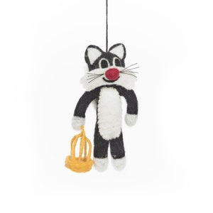 Sullivan Cat - Hanging Decoration - Needle Felt - Handmade - Eco-friendly - Cat Decoration - Cat Gifts - Felt Animals