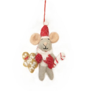Chris Mouse - Hanging Decoration - Christmas Decoration - Needle felting - Felt Mice - Sustainable - Eco-friendly - Biodegradable