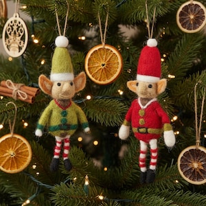 Elf - Felt Characters - Needle felted Ornaments - Christmas - Wool felt - Xmas Tree Decorations- Merino -Ethical-Handmade