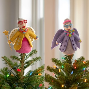 Funky Fairy Godmother-kerstboomtopper: naaldvilt, handgemaakt