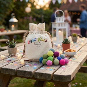 Glühbirnen Girlande - Nadel gefilzt - Party Dekoration - Baby Shower - Weihnachten - Nachhaltig - Eco - Handgemacht