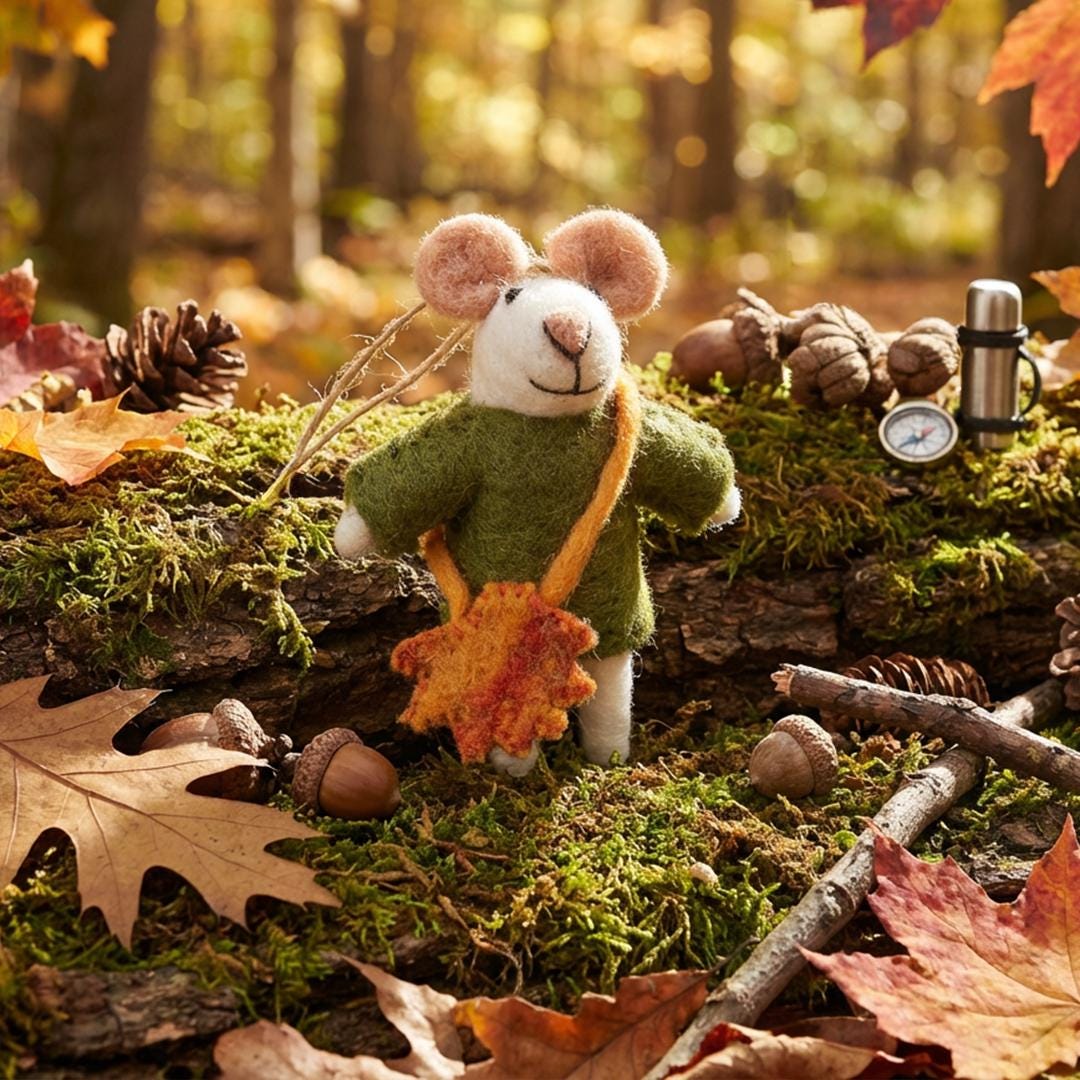George the Mouse - Woodland - Autumnal - Needle Felt - Handmade
