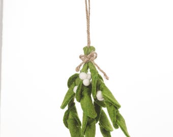 Hanging Mistletoe Sprig - Felt Sprig - Felt Decorations - Needle felt - Biodegradable - Eco friendly - Sustainable