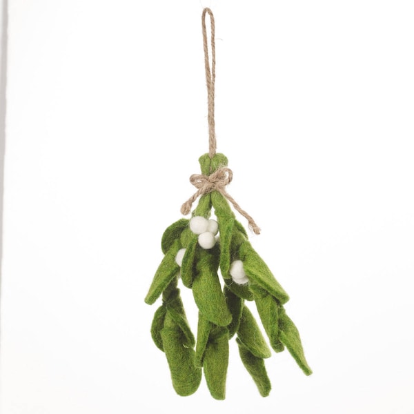 Hanging Mistletoe Sprig - Felt Sprig - Felt Decorations - Needle felt - Biodegradable - Eco friendly - Sustainable