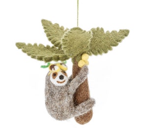 Paradise Sloth - Felt - Needle Felt - Sloth - Summer Hanging Decoration - Summer Party - Handmade