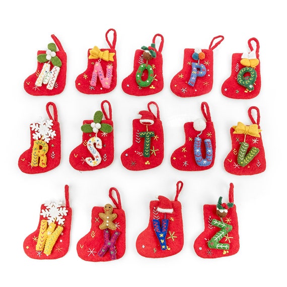 Mini Alphabet Stockings Handmade Christmas Fairtrade Sustainable