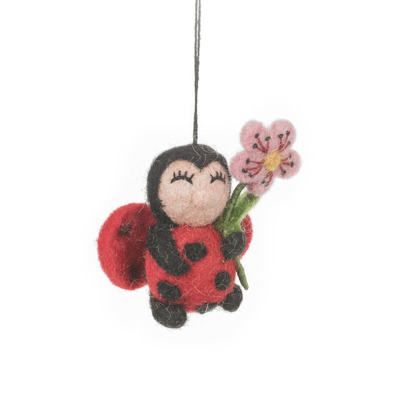 Handmade Felt Lola Ladybird Hanging Decoration Handmade Felt Lola Ladybird Hanging Decoration