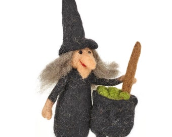 Handmade Wanda the Witch - Needle Felted - Wool Felt - Fair Trade - Halloween - Autumnal - Halloween Decorations - Sustainable - Witch