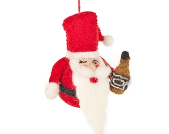 Hanging Slaughtered Santa - Santa Claus - Father Christmas - Needle felt - Fair trade - Eco friendly - Biodegradable