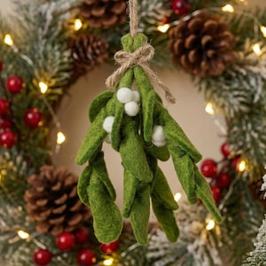 Mistletoe Sprig - Handmade Needle Felted Eco Friendly Hanging Decoration