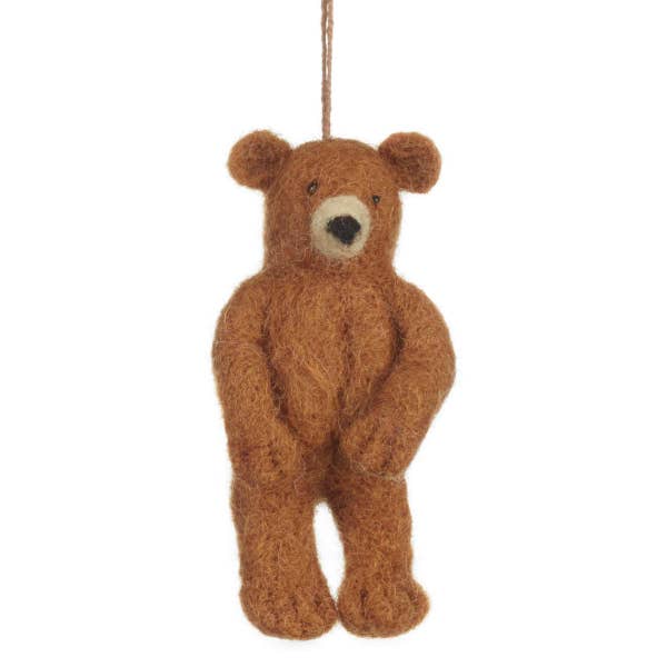 Grizzly Bear - Woodland - Needle felt - Sustainable - Eco - Handmade - Biodegradable - Sustainable - Hanging Decoration