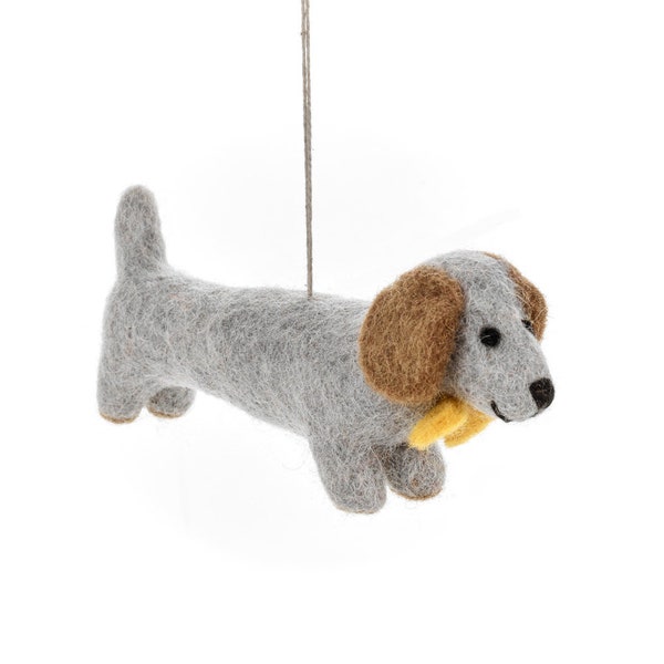 Dapper Dachshund - Felt - Needle Felt - Sausage Dog - Hanging Decoration - Dog - Handmade