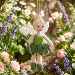 Trixy the Garden Fairy: Handmade Needle Felted Wool Hanging Decoration