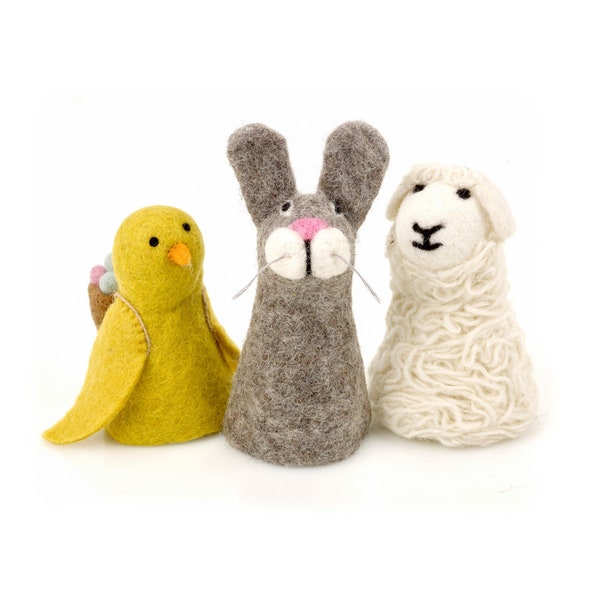 Oeuf confortable - basse-cour - mouton - lapin - poussin - animal en feutre - feutre à l'aiguille - décoration de Pâques - durable - respectueux de l'environnement - biodégradable