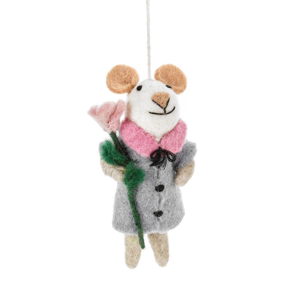 Maisie Mouse - Felt - Needle Felt - Mouse - Tulip - Easter Hanging Decoration - Easter - Handmade