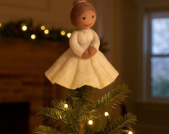 Christmas Angel Tree Topper - Handmade Felt Fairtrade Wool
