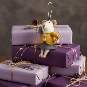 Ratón Agnes - Bosque - Fieltro de aguja - Ratones de fieltro - Biodegradable - Ecológico - Sostenible - Navidad - Cumpleaños
