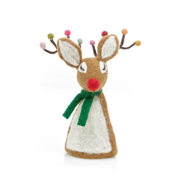 Handmade Needle Felt Christmas Tree Topper - Sassy Reindeer Handmade Needle Felt Christmas Tree Topper - Sassy Reindeer