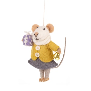 Hanging Agnes Mouse - Woodland - Needle Felt - Felt Mice - Biodegradable - Eco Friendly - Sustainable - Christmas - Birthday