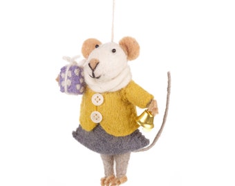 Hanging Agnes Mouse - Woodland - Needle Felt - Felt Mice - Biodegradable - Eco Friendly - Sustainable - Christmas - Birthday