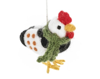 Clara the Chicken - Needle Felt Decoration - Biodegradable - Chicken - Christmas - Traditional Christmas - Christmas Decoration