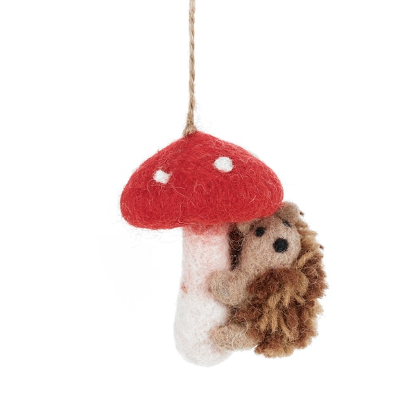 Toadstool Hedgehog - Needle Felted - Wool Felt - Fair Trade - Autumnal - Autumnal Decorations - Sustainable - Toadstool - Hedgehog