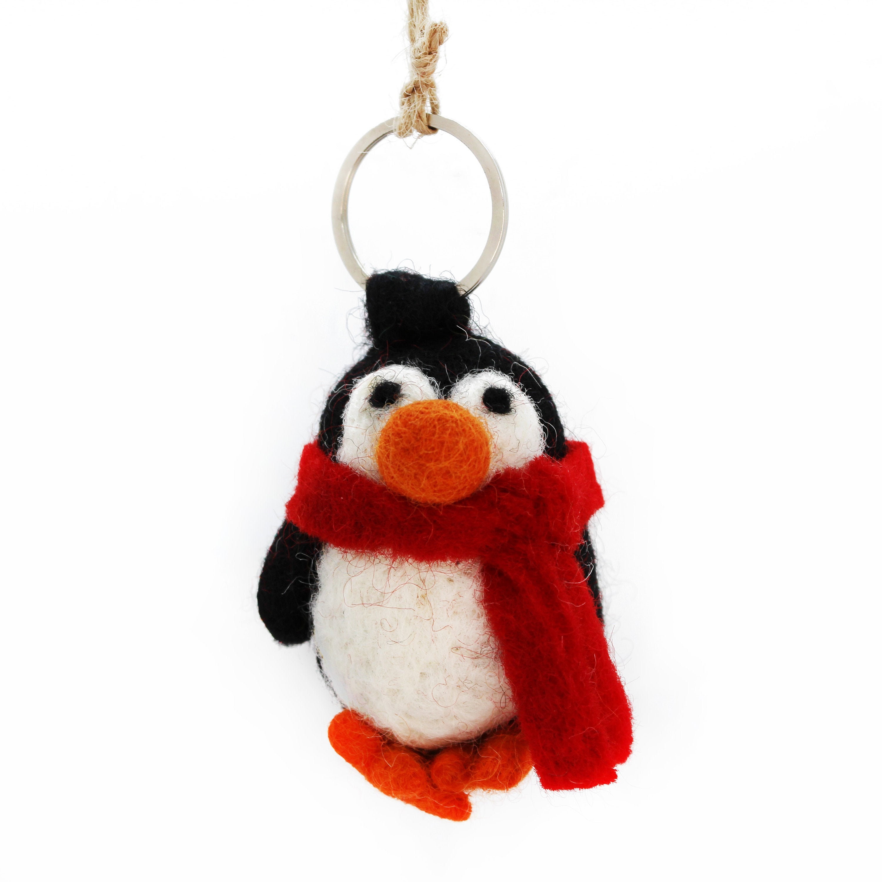 Kawaii-Pinguin-Schlüsselanhänger aus Filz als Weihnachtsdekoration