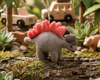 Digby Dinosaur: Handmade Felt Stegosaurus Hanging Decoration