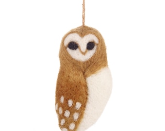 Tyto Alba Owl - Barn owl - Woodland - Hanging decoration - Sustainable - Eco friendly - Handmade - Christmas decoration - Needle felt