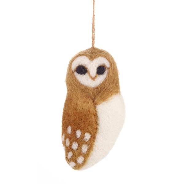Tyto Alba Owl - Barn owl - Woodland - Hanging decoration - Sustainable - Eco friendly - Handmade - Christmas decoration - Needle felt