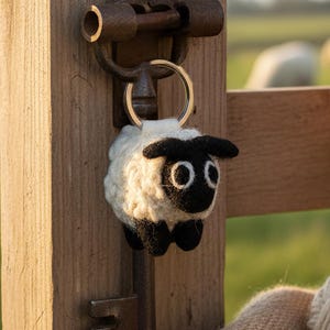 Black Sheep Keyring: Handmade Needle Felted Wool Animal Gift