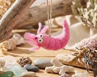 Pascal Prawn: Handmade Needle Felt Hanging Decoration