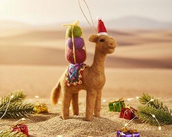 Humphrey the Christmas Camel - Handmade - Christmas Decoration - Quirky - Needle Felt - Sustainable - Fair trade - Eco-friendly