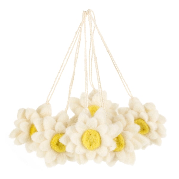 Daisies (bag of 6) - Spring - Summer - Felt Flowers - Needle Felt - Easter Decorations - Baby shower - Ethical - Handmade