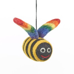 Handmade Felt Rainbow Bumblebee LGBT Pride Hanging Decoration Handmade Felt Rainbow Bumblebee LGBT Pride Hanging Decoration