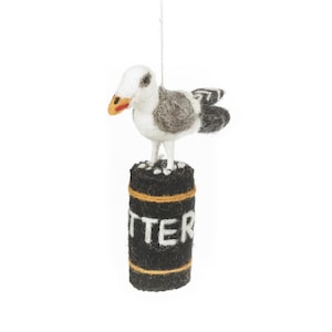 Hangry Seagull - Britsh Seaside - Bird - Needle Felt - Quirky - Novelty - Souveneir - Hanging Decoration - Eco-friendly - Handmade