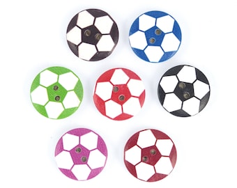 Calamite da frigorifero in legno a forma di pallone da calcio: decorazioni colorate a tema calcistico, in confezione regalo (set da 4)