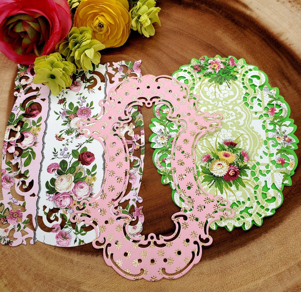 Anna Griffin 5 Piece Die Cuts with Foil Stamped Background Etsy