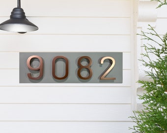 Colfax Modern Floating Numbers House Sign. Address Plaque. Cement Gray w/ Raised Numbers House Numbers Sign. 5 Colors of Numbers. Ships Free