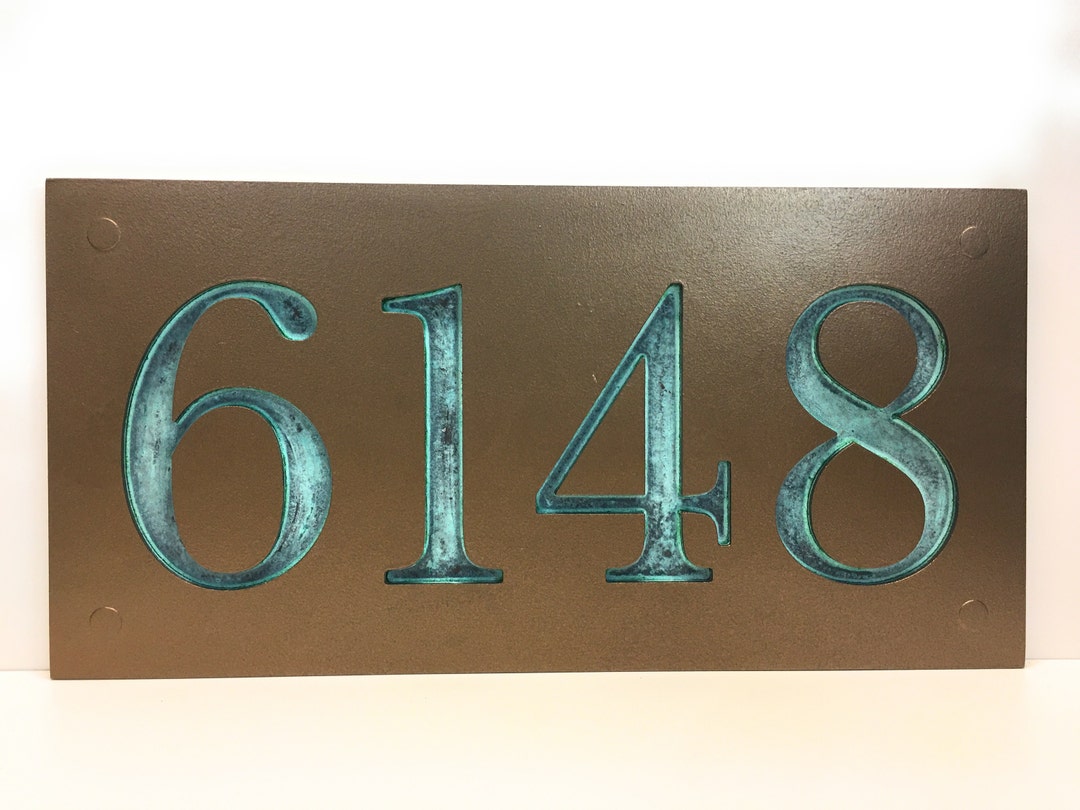 Modern House Numbers Bronze Patinahouse Numbers Sign Address Etsy
