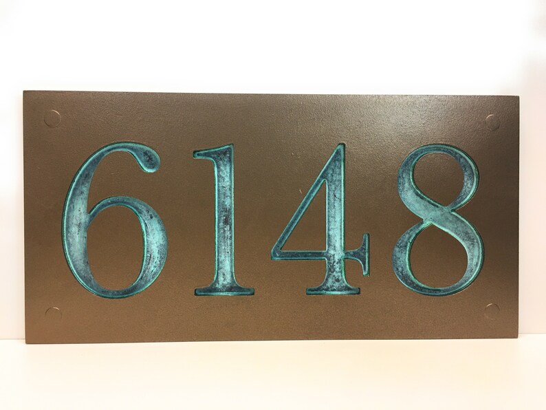 Modern House Numbers Bronze Patinahouse Numbers Sign Address Etsy
