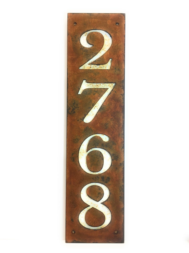 Modern House Numbers Vertical Bronze Patinahouse Numbers Etsy