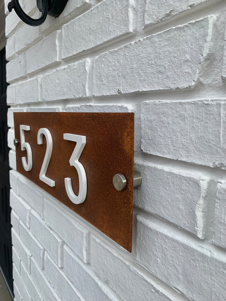 Lodo Rust House Numbers Modern House Numbers Sign Steel Etsy