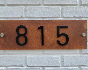 LoDo Rust House Numbers, Modern House Numbers Sign, Steel Address Plaque, Custom house Address, Housewarming Gift, Rusted steel sign