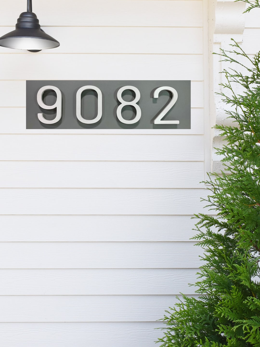 Colfax Modern Floating Numbers House Sign. Address Plaque. Cement Gray