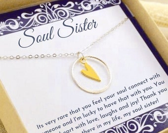 Soul Sisters, Unbiological Sister, Soul Sister Gifts, Soul Sister Gift, Soul Sister Necklace, Christmas Gift For Sister, Sorority, Heart