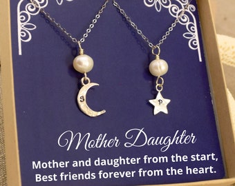 Personalized Mother Daughter Gift Necklace, Gift for Mom and Daughter Jewelry, mother daughter gift wedding, mother daughter gift birthday